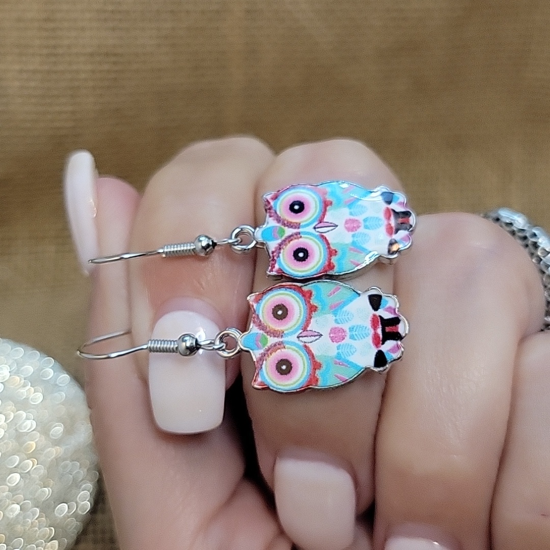 Pastel Owl Charm Earrings 16$